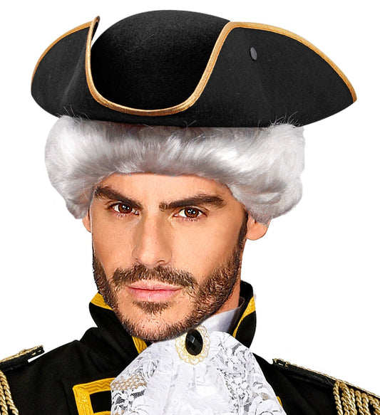 Widmann Dreispitz Tricorn Hat – Schwarzer Filz mit Goldkante - Fasnacht24.ch