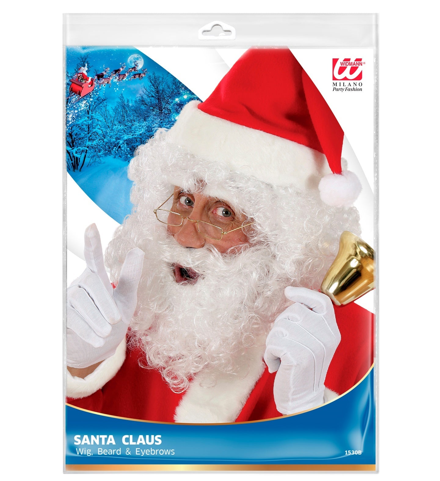 Weihnachtsmann-Perücke mit weißem Bart und buschigen Augenbrauen aus Kunsthaar für Herren