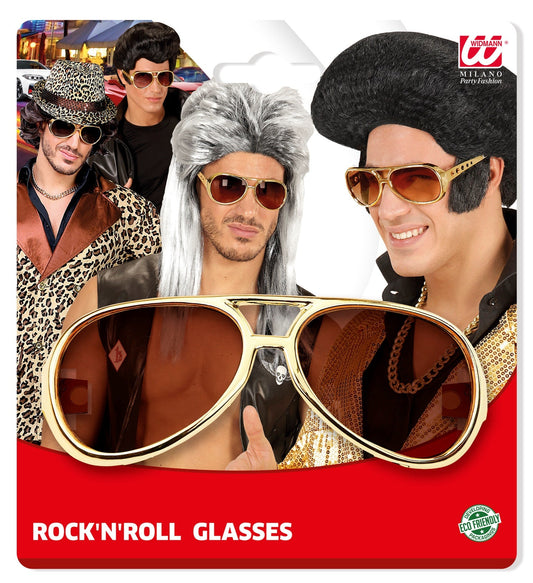 Widmann Elvis Sonnenbrille – Goldfarbene Leichte UV400 Brille - Fasnacht24.ch