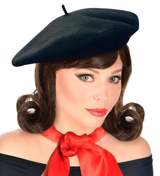 Widmann Französische Baskenmütze – Schwarzes Filz-Hut Accessoire - Fasnacht24.ch