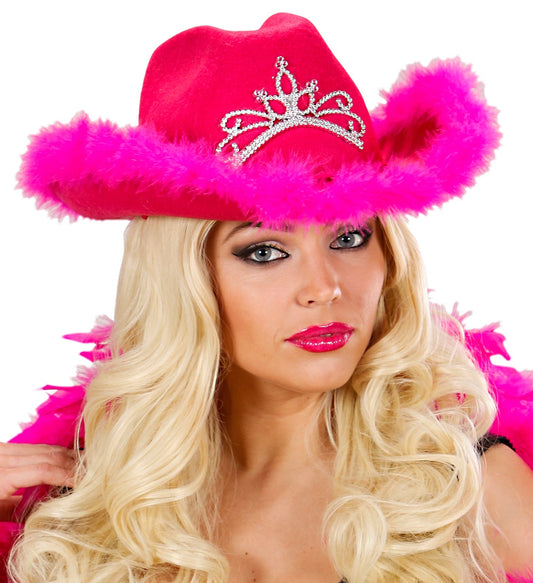 Widmann Mädchen Nacht Hut – Rosa Filz mit Tiara und Marabou - Fasnacht24.ch