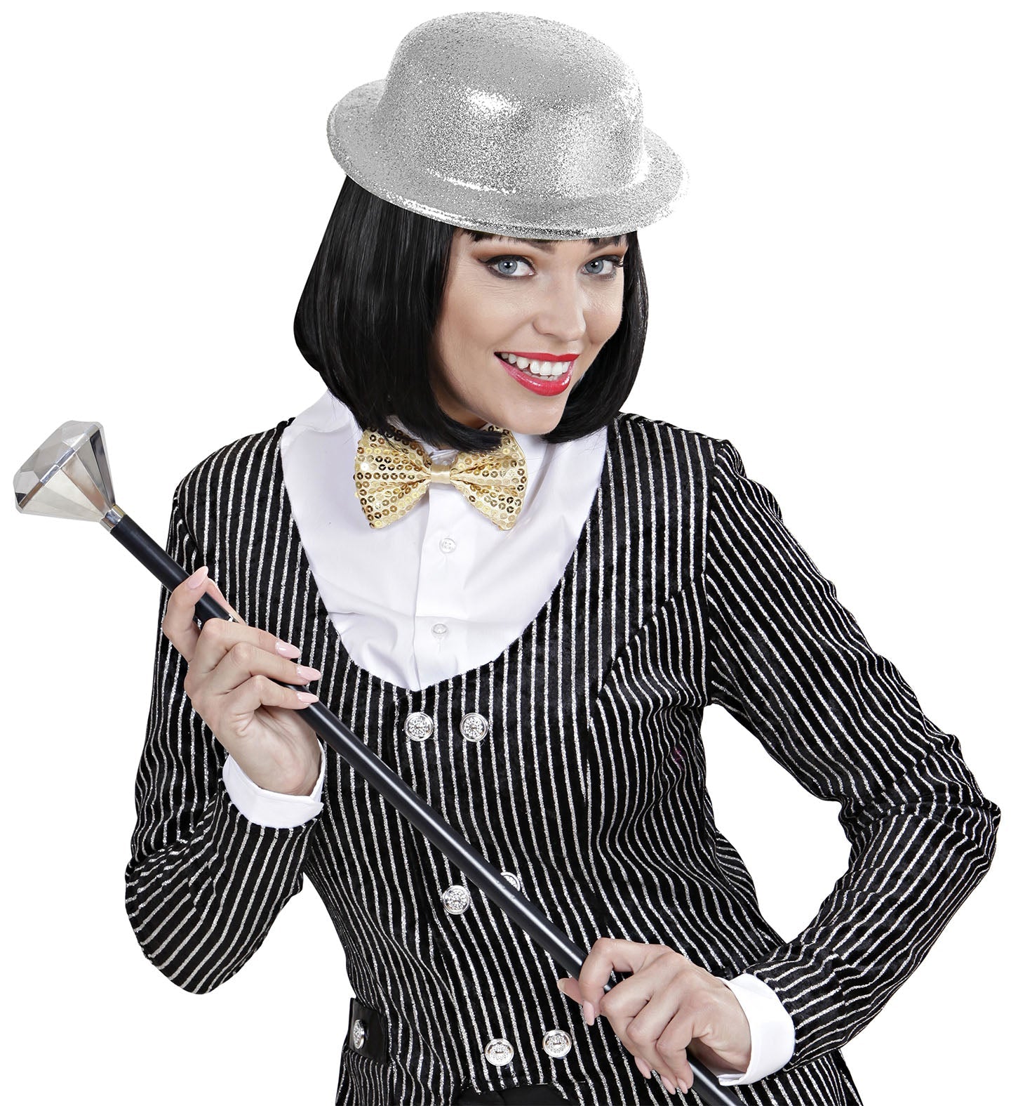 Widmann Glitter Melone Hut – Silber | Leicht & Komfortabel - Fasnacht24.ch