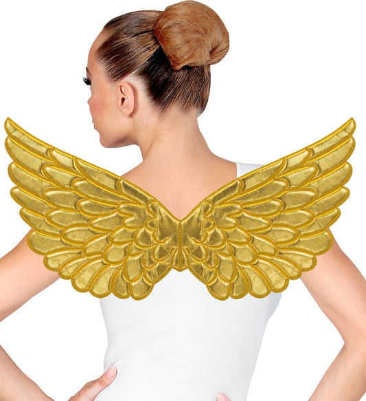 Goldene Engelsflügel aus Kunststoff für Erwachsene, 57x26 cm, mit verstellbaren Samtträgern.