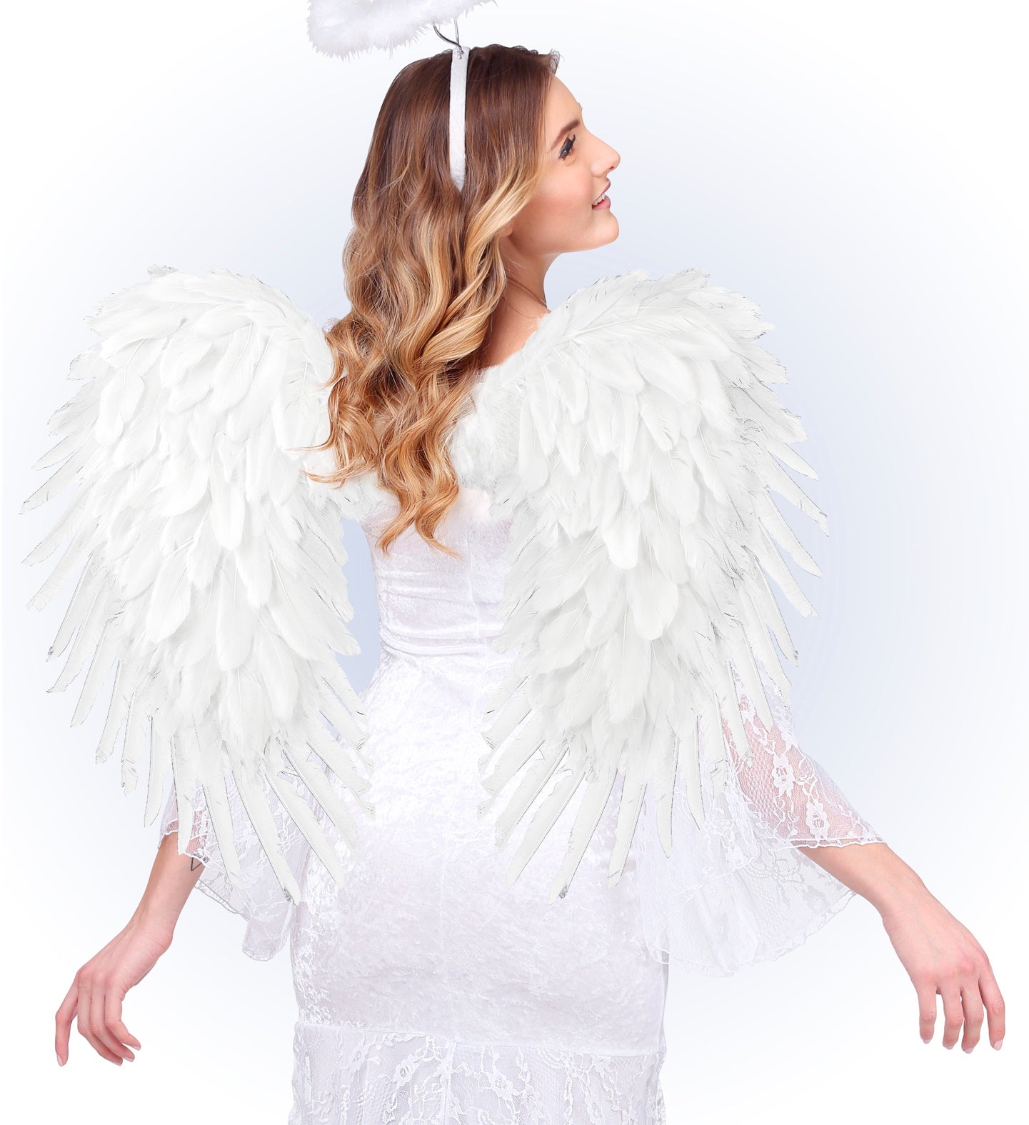 Widmann Weiße Große Faltbare Federn Flügel – 80x60 cm - Fasnacht24.ch