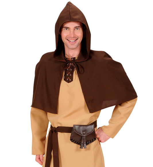 Braune Kunstleder Gürteltasche mit zwei Reißverschlusstaschen und verstellbarem Gürtel.