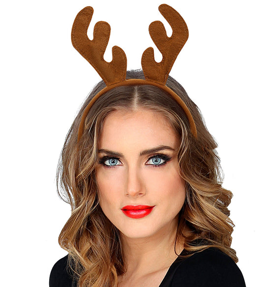 Roter Haarreif mit samtweichen Rentiergeweihen aus Polyester für festliche Anlässe