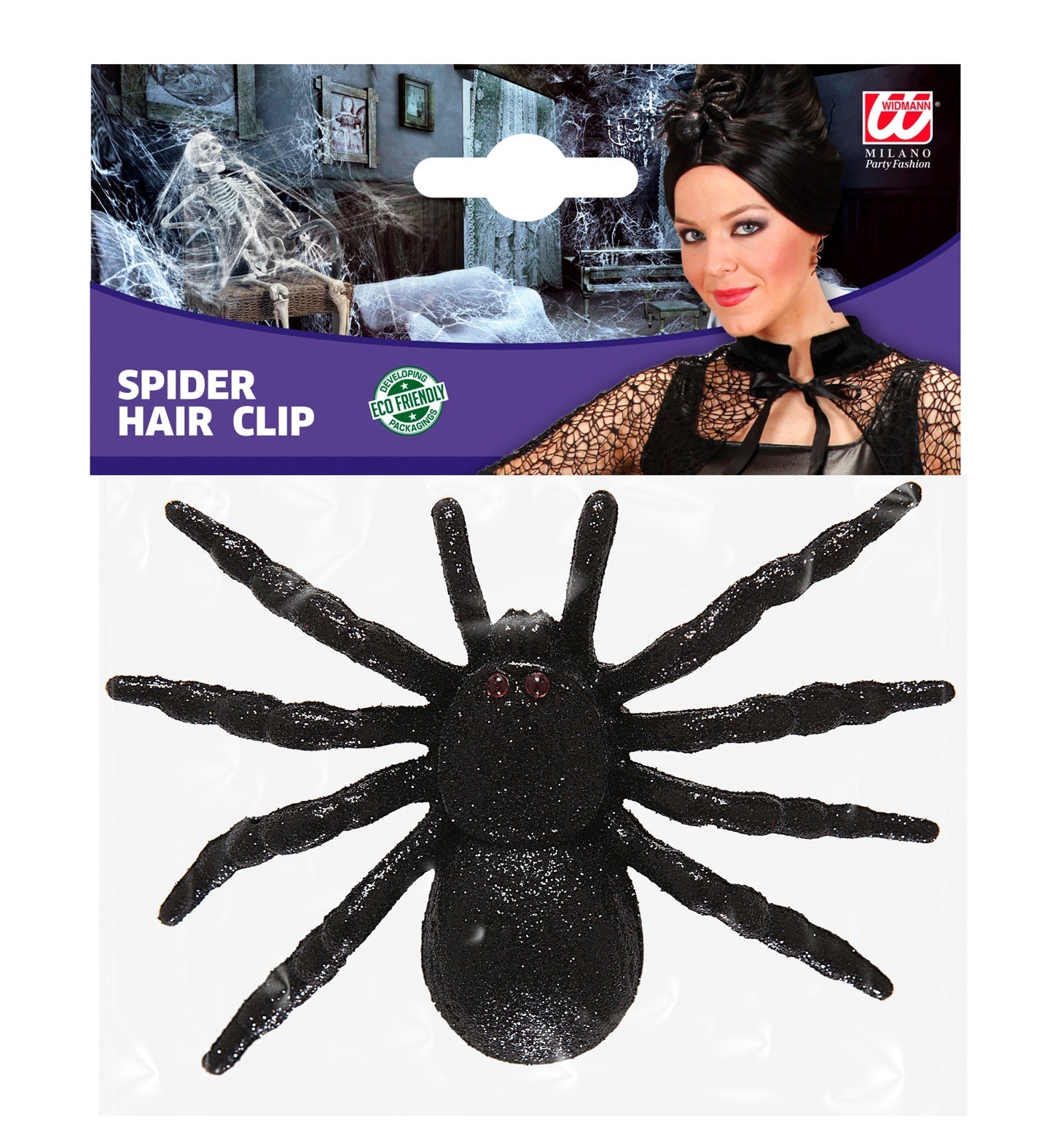 Haarspange Schwarze Glitter Spinne – Widmann Kostüm Accessoire - Fasnacht24.ch