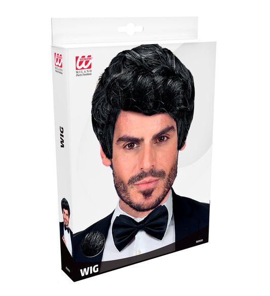 Schwarze Herrenperücke mit modernem Schnitt und natürlicher Haardichte von Widmann.