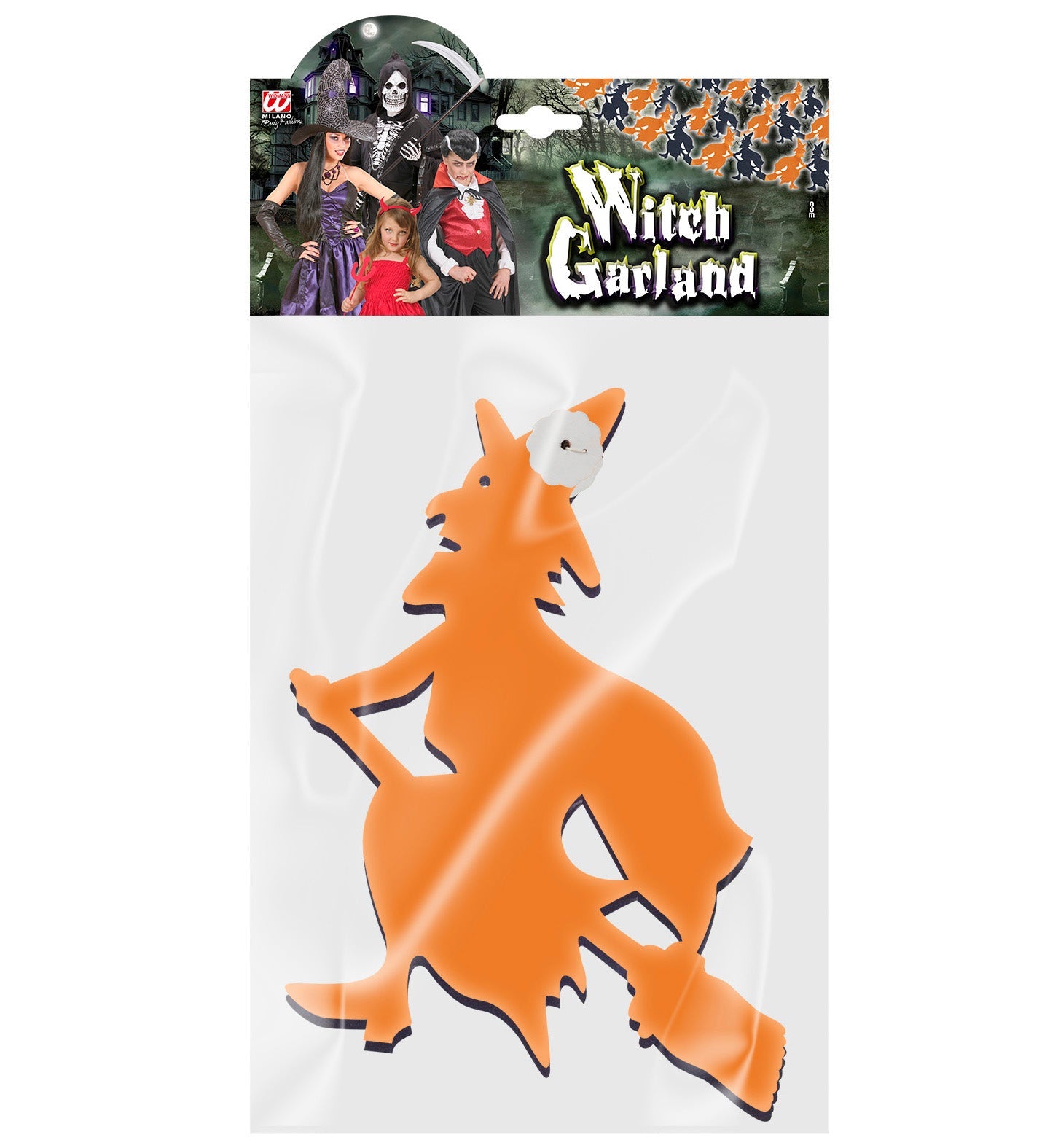 Widmann Hexen Halloween Girlande – 3m Wetterfest Hexen Deko - Fasnacht24.ch