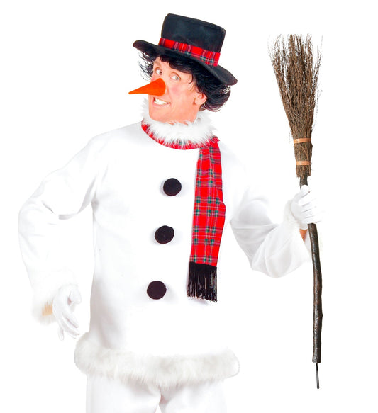 Gebogener Hexenbesen mit 89cm Buchenholzgriff und dichtem Reisigbesen in Naturfarben.