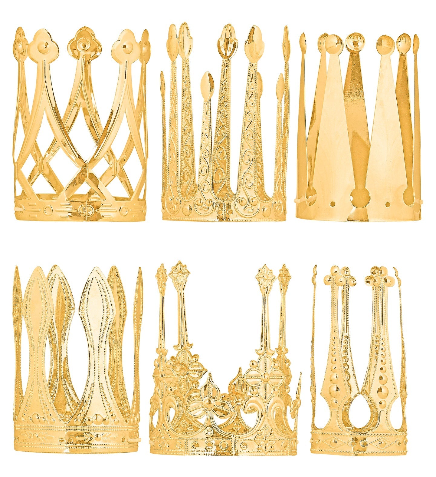 Goldene Königin Krone aus Metall mit filigranem Design für Erwachsene und Kinder.