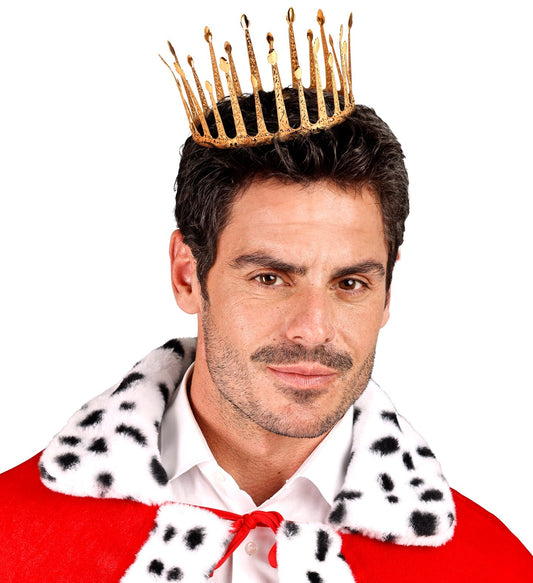 Leichte goldene Aluminiumkrone für LARP und Partys, glänzend und majestätisch.