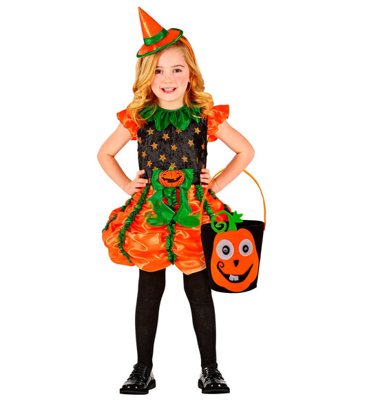 Schwarze Kürbis-Kostümtasche mit witzigem Aufdruck, ideal für Halloween und Süßes-oder-Saures.