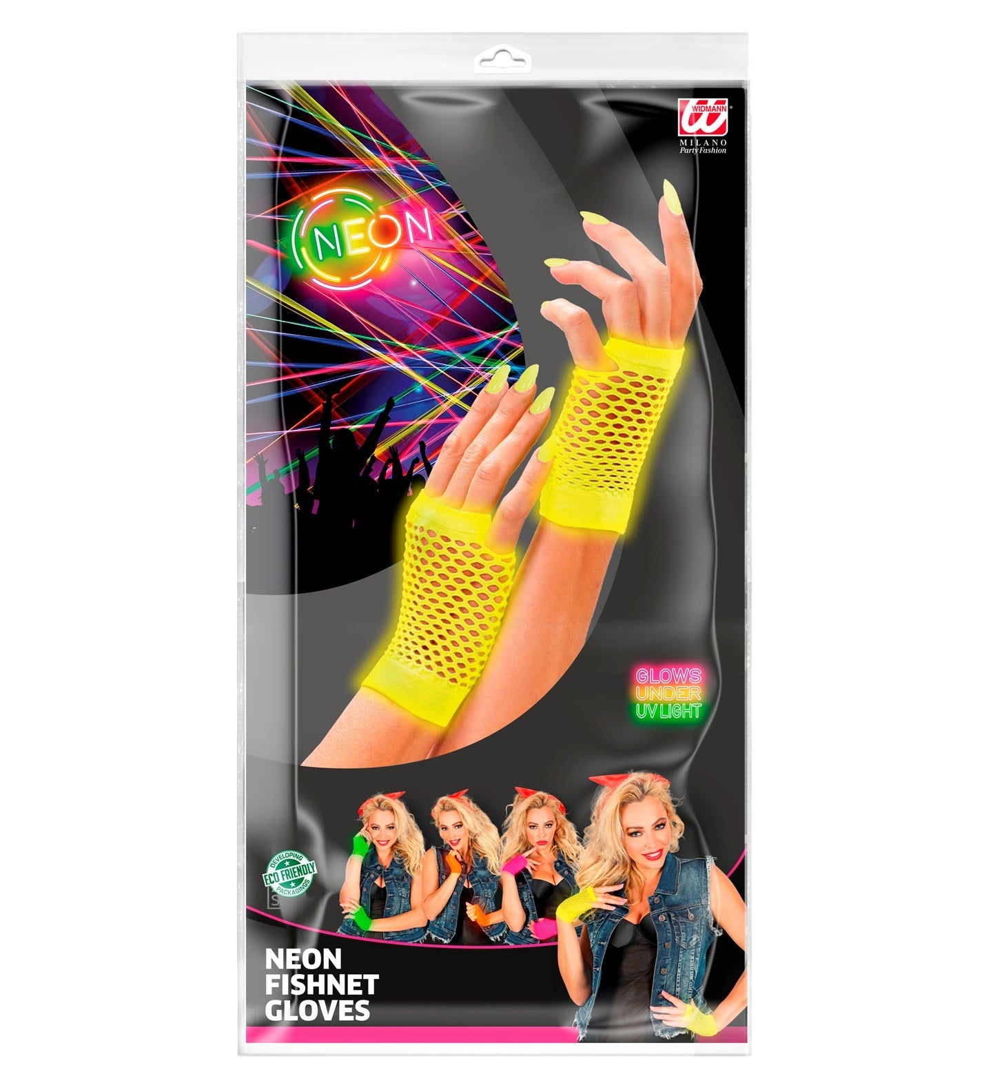 Neon-gelbe, fingerlose Fischernetz-Handschuhe mit atmungsaktivem Design für Festivals.