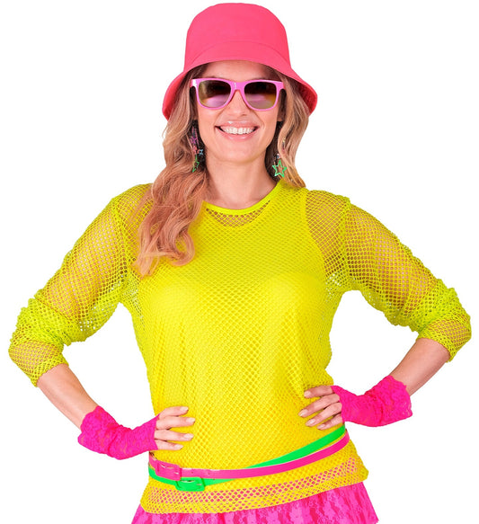 Neon gelbes Tank Top aus leichtem Jersey mit tiefen Armöffnungen im 80er-Look.