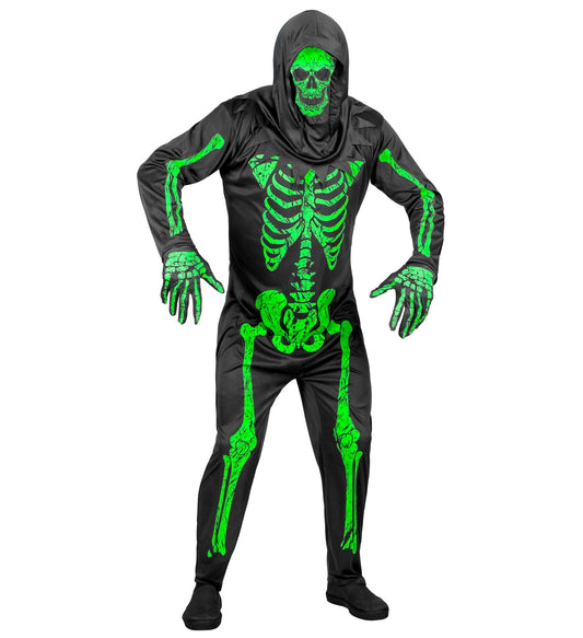 Widmann Neon Grün Skelett Kostüm – Jumpsuit, Maske & Handschuhe - Fasnacht24.ch – Produktansicht