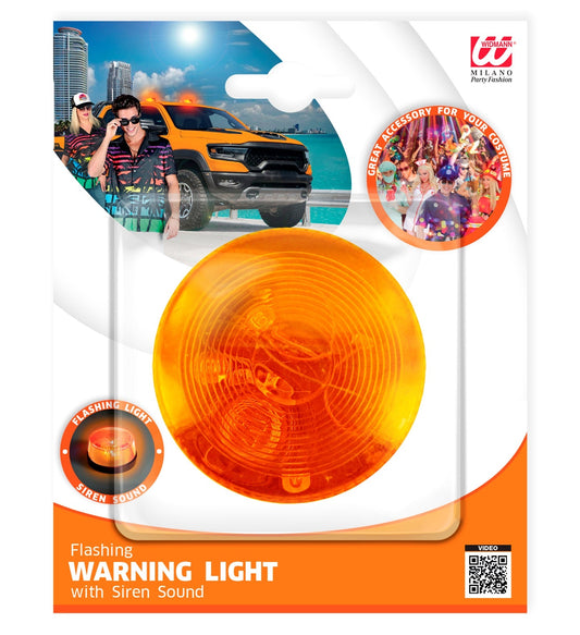 Neonpink und orange LED Sicherheitslicht mit Sirene, kompakt und wetterfest.