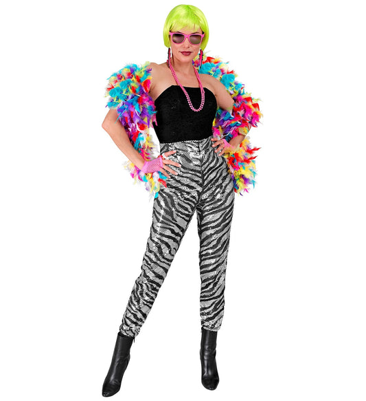 Widmann Pailletten Hose – Zebralook Damenhose Silber-Schwarz Relaxed Fit - Fasnacht24.ch