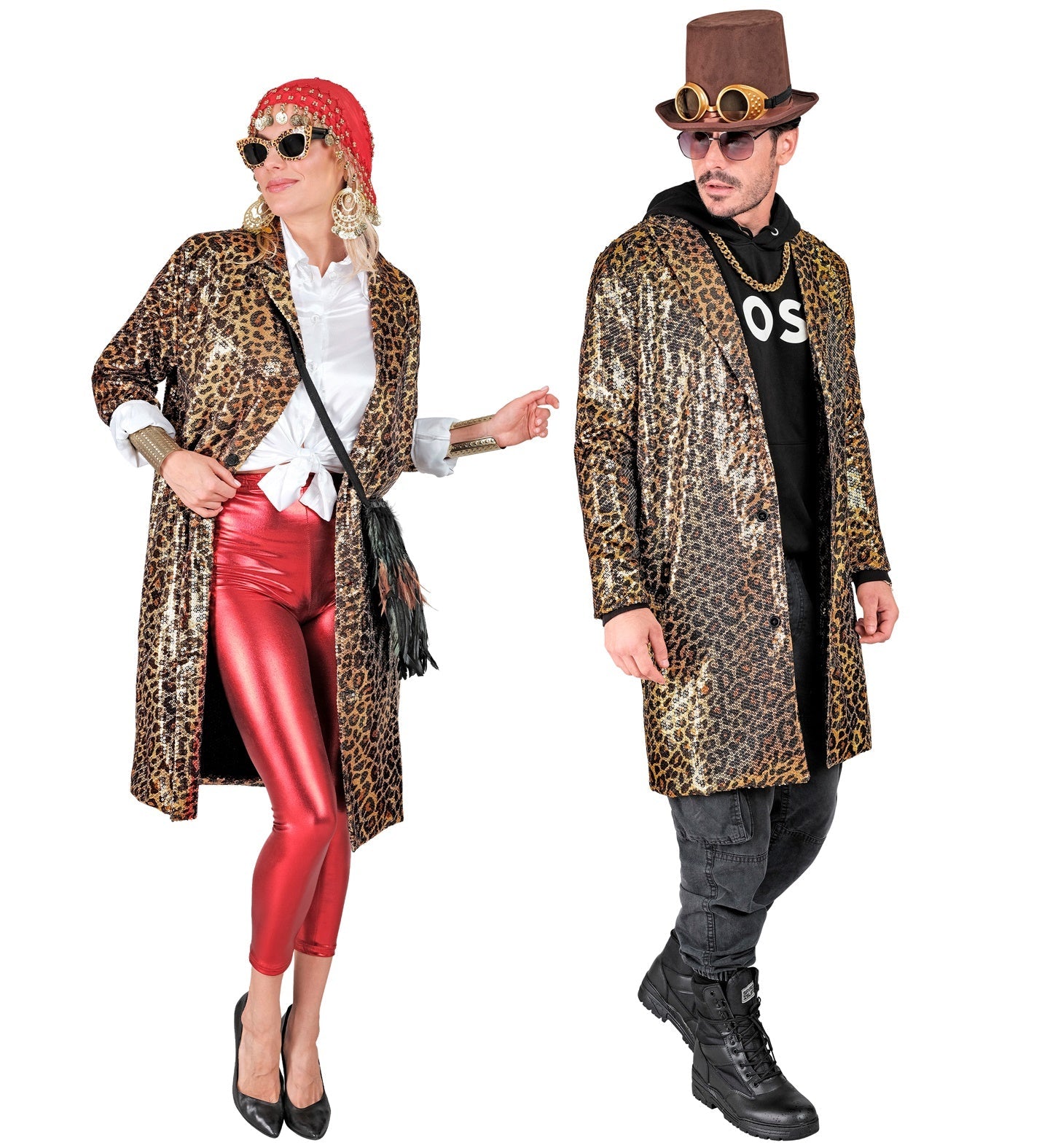 Unisex leopard sequin coat with shiny paillettes for men and women.