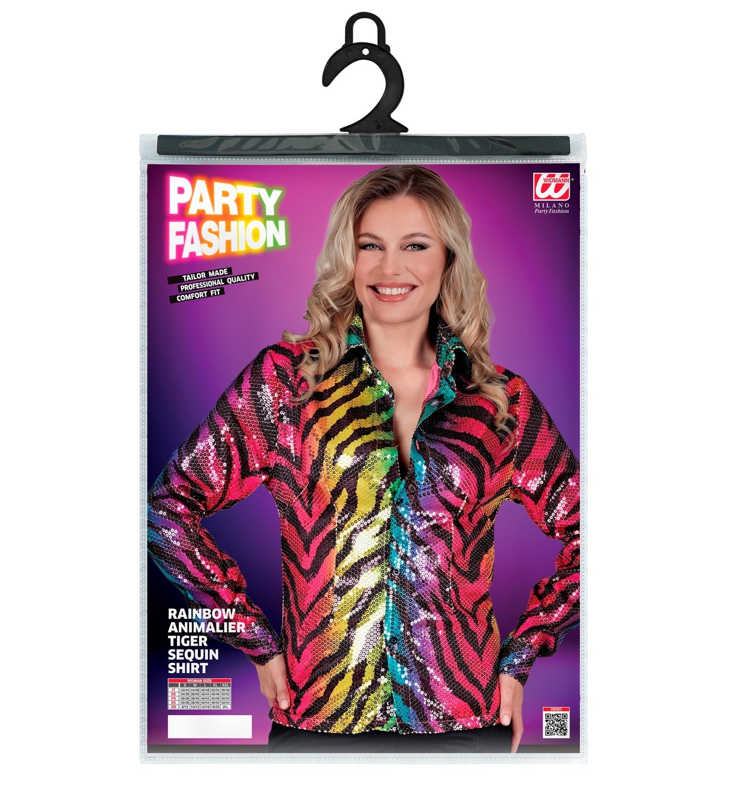 Pailletten Bluse – Widmann Chiffon Top Mit Regenbogen-Tigermuster - Fasnacht24.ch