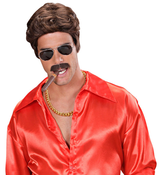 Widmann Braun Perücke und Bart Set – Heat-Resistant, Verstellbar - Fasnacht24.ch