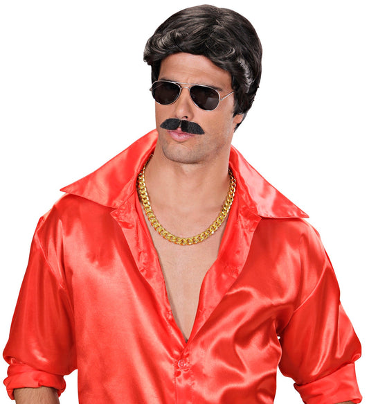 Widmann Dream Hair Playboy Perücke Und Bart Set – Schwarz – Verstellbar - Fasnacht24.ch