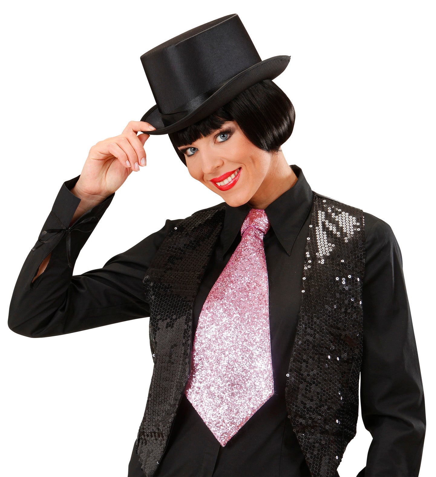 Widmann Pink Lurex Kinderfliege Mit Elastischem Band – Festlich - Fasnacht24.ch