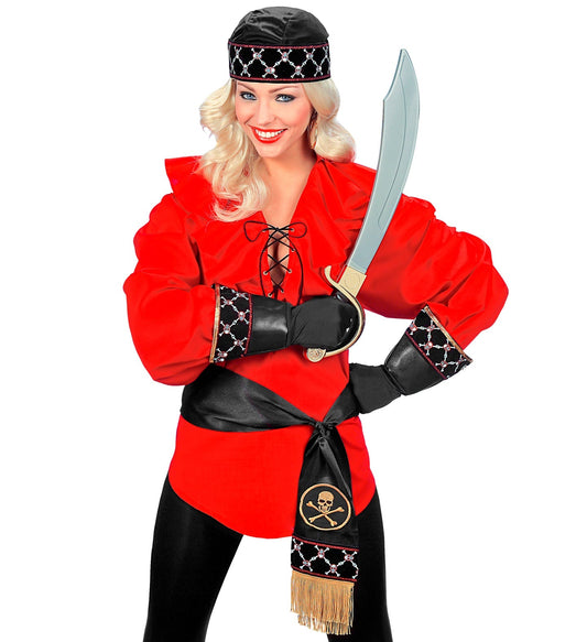 Breiter schwarzer Satin-Gürtel als Piraten-Schärpe für Kostüm und Cosplay