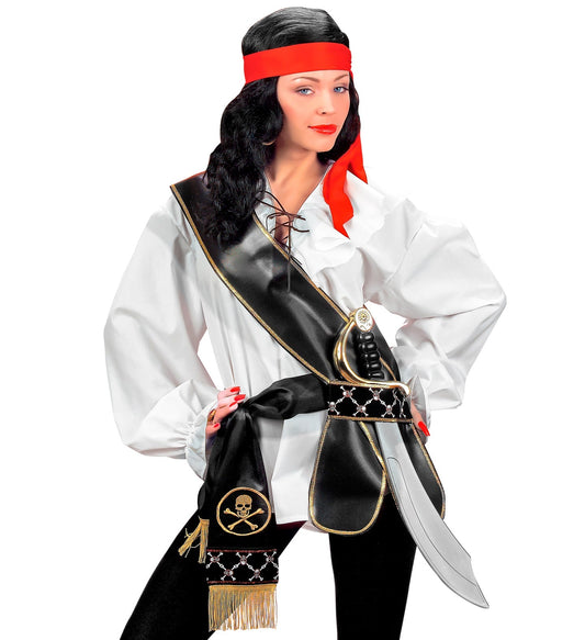 Verstellbarer Piraten-Schwerthalter in authentischer Lederoptik mit Gurt.