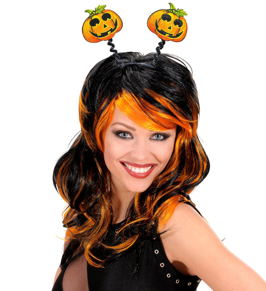 Reflektierender Kürbis Haarreif in Orange mit elastischem, rutschfestem Band für Halloween.