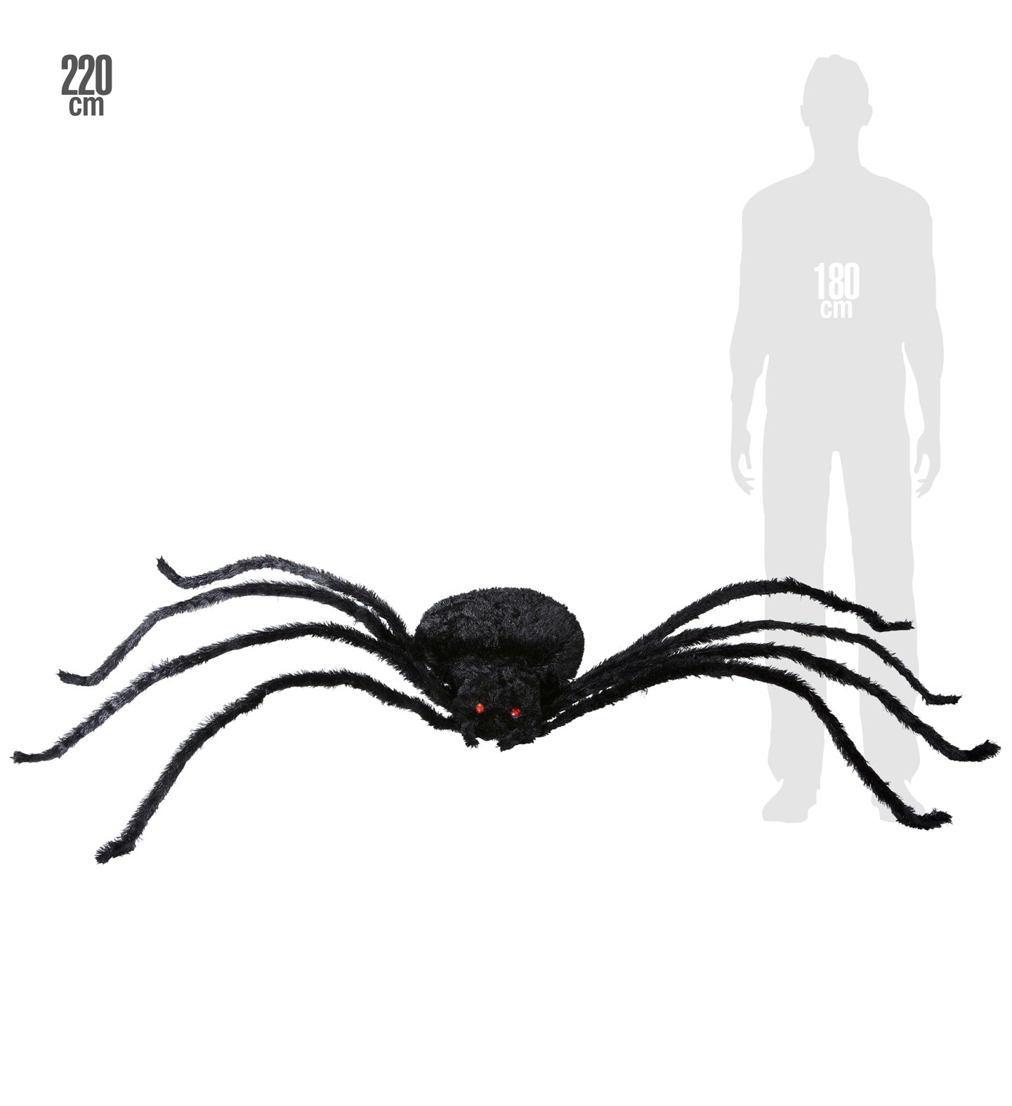 Widmann Riesen Spinne 220cm – Biegsame Halloween Deko Schwarz - Fasnacht24.ch