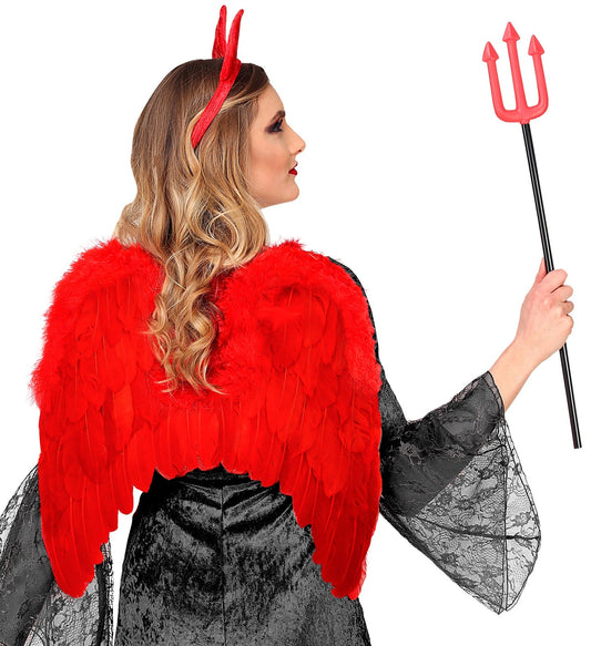 Rote Federnflügel mit weicher Marabou-Verzierung, 46x48 cm, zum Befestigen am Rücken