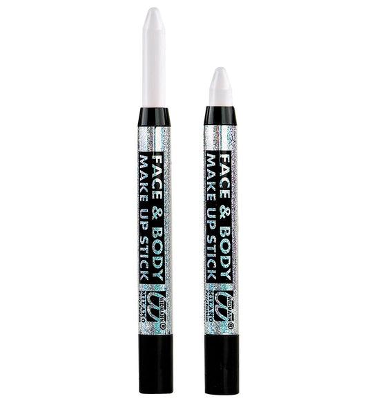 White aqua face paint stick in 3.5ml smudge-proof makeup pen with twist-up design.