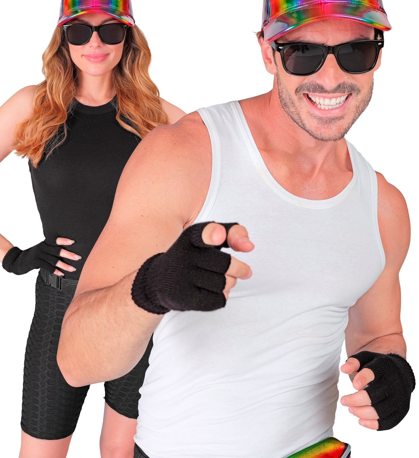 Schwarze fingerlose Wollhandschuhe von Widmann mit elastischem Bündchen und weichem Material.