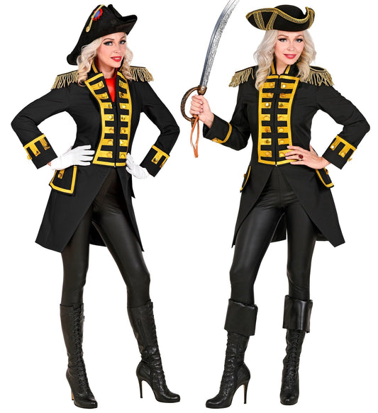 Widmann Damen Paradefrack – Schwarzer Satin Tuxedo mit Goldverzierung - Fasnacht24.ch