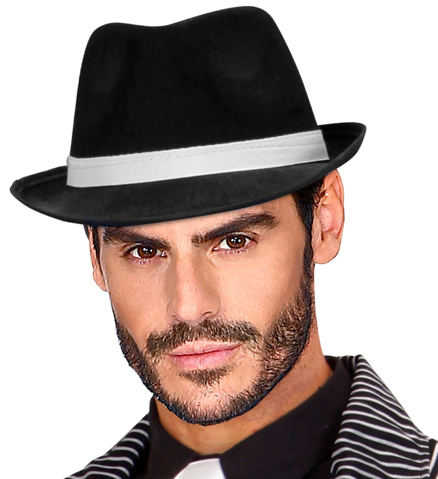 Gangster Fedora Hut – Widmann Schwarz Weißer Filz 20er Jahre - Fasnacht24.ch