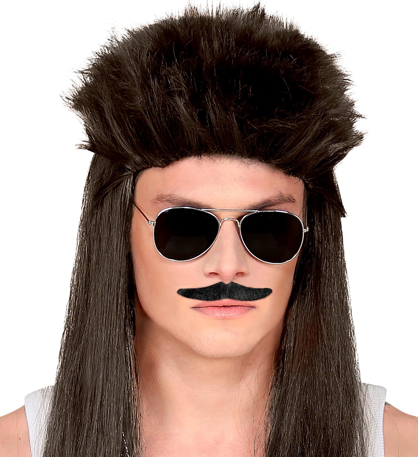 Selbstklebendes Set mit 6 schwarzen Schnurrbärten in verschiedenen Formen für Kostüme.