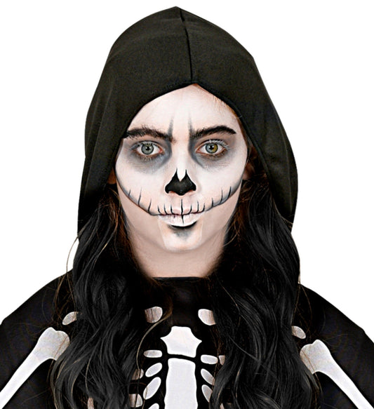 Schwarze Aqua-Gesichts- und Körperfarbe von Widmann in cremiger Textur für Halloween und Cosplay.