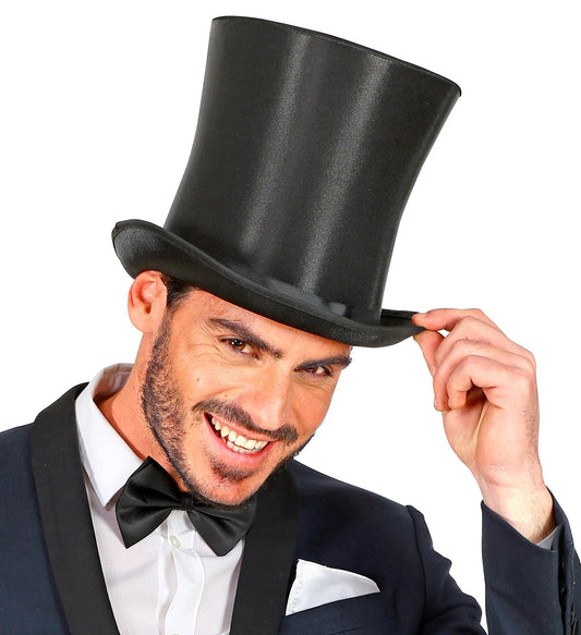 Widmann Schwarzer Großer Filzhut – Zylinder mit Satinband - Fasnacht24.ch