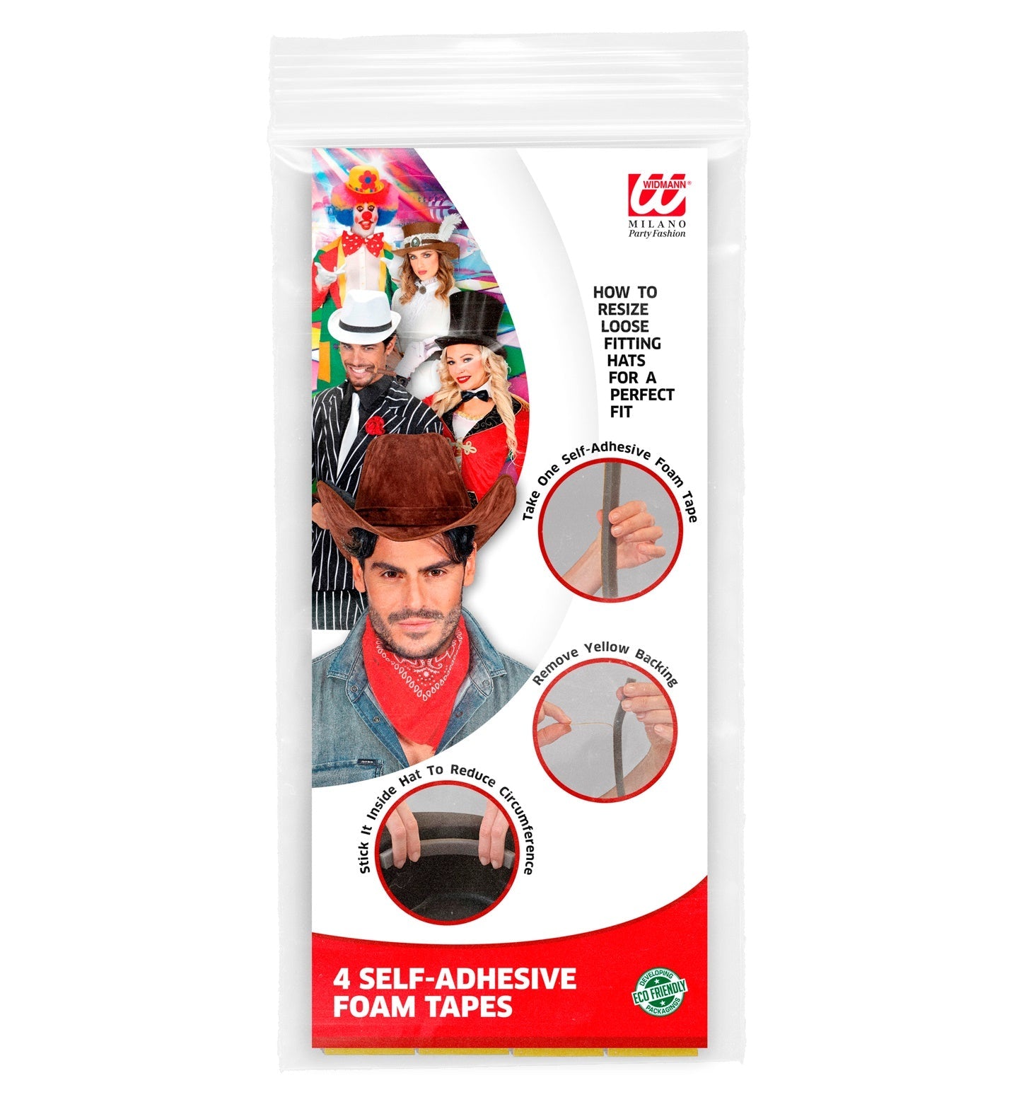 Widmann Selbstklebende Schaumstoffstreifen – Hutgrößenanpassung, Schweißresistent - Fasnacht24.ch