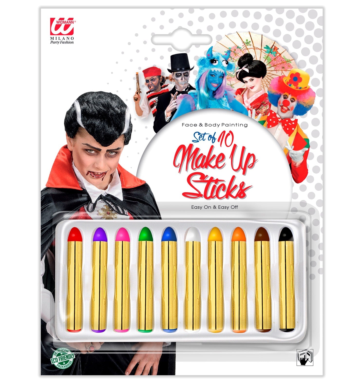 Widmann 10er Schminkstifte-Set mit cremigen, wasserbasierten Farben.