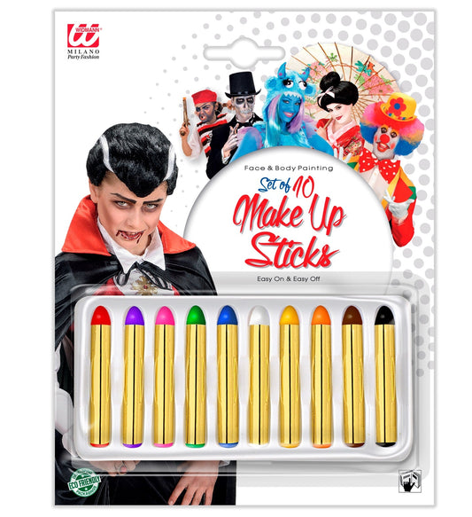 Widmann 10er Schminkstifte-Set mit cremigen, wasserbasierten Farben.