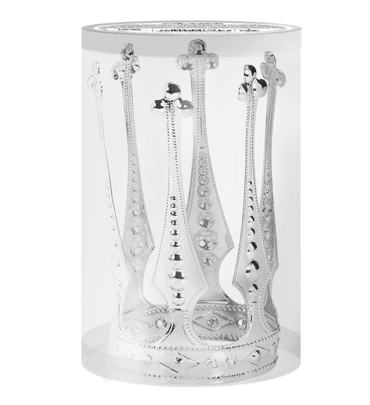 Silberfarbene filigrane Königin Krone aus leichtem Aluminium mit feinem Design