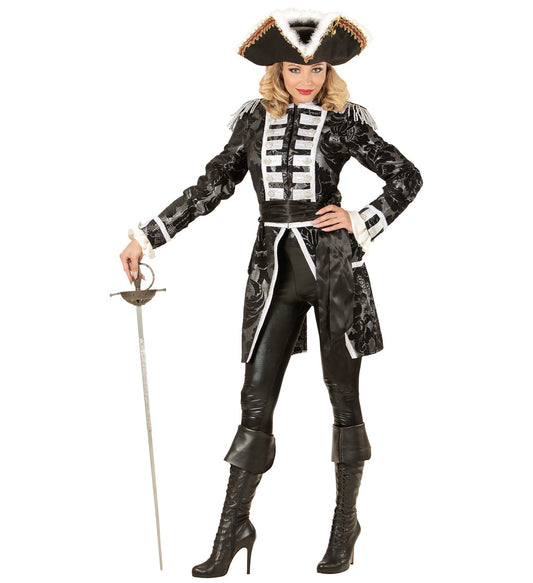 Widmann Silberner Paradefrack Damen – Jacquard Stoff, Elegante Gardeuniform - Fasnacht24.ch