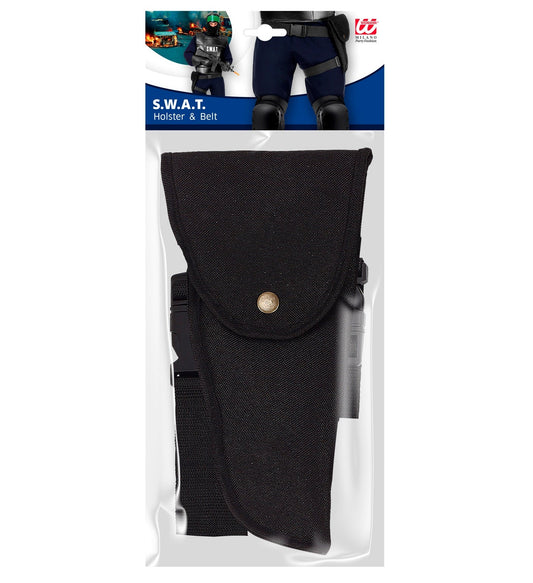 Schwarzes SWAT-Pistolenholster aus 1000D-Nylon mit Gürtel von Widmann.