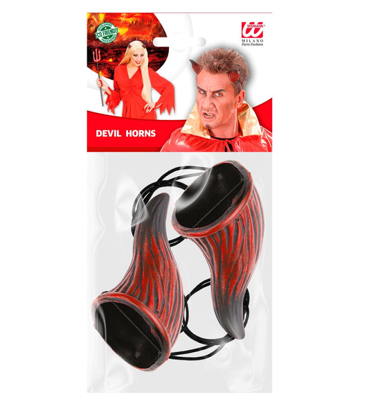Lightweight foam devil horns headband with elastic strap for costumes.