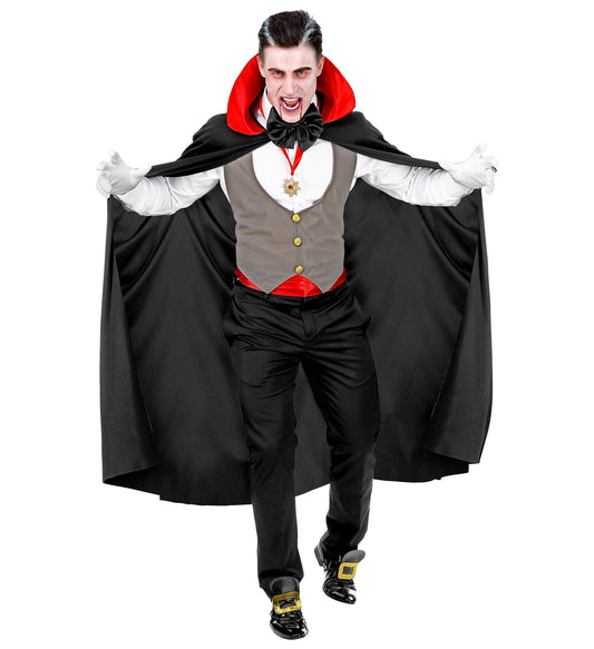Widmann Vampir Kostüm Herren Grau mit Weste, Umhang und Accessoires Set - Fasnacht24.ch – Produktansicht