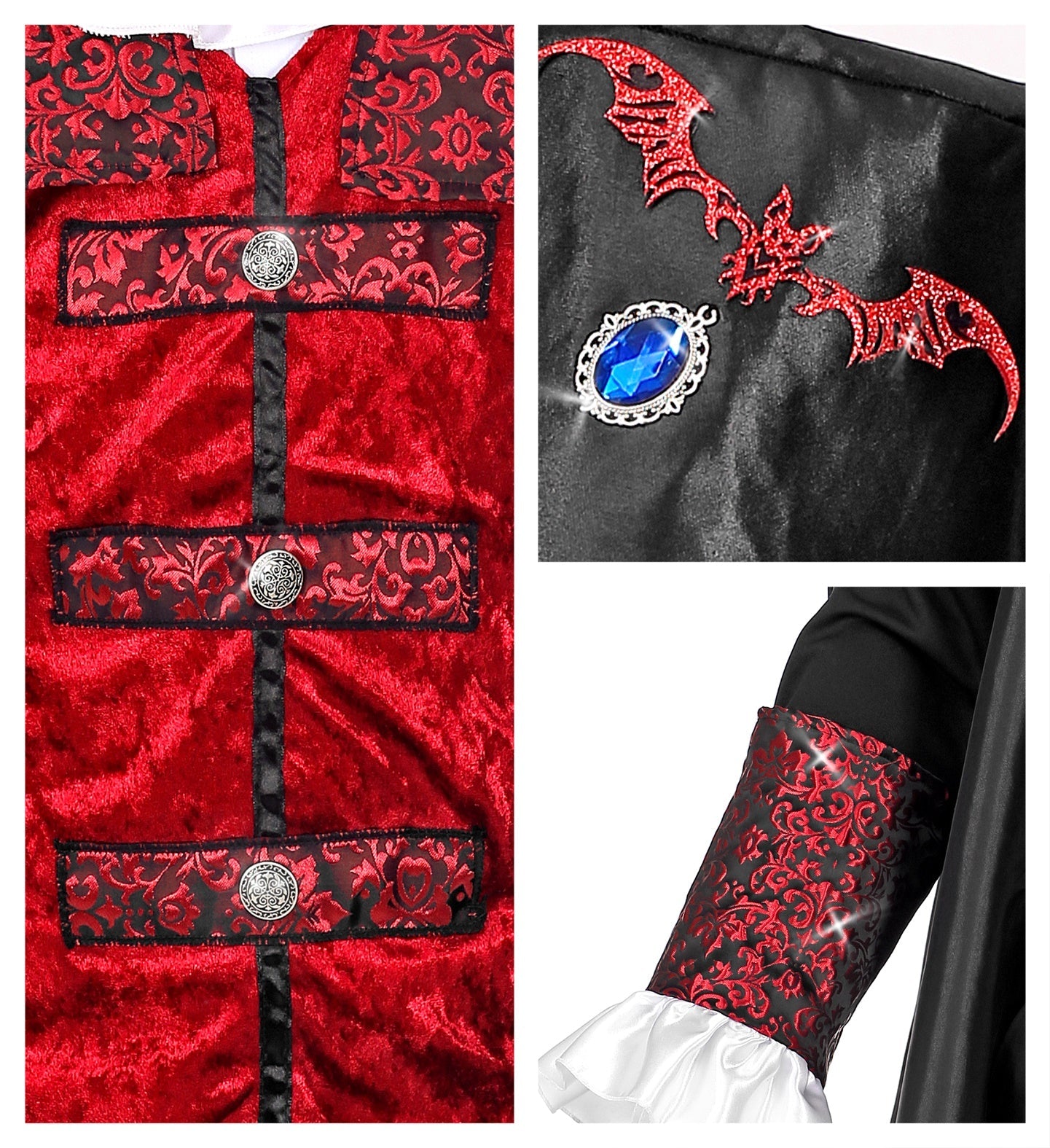 Widmann Vampir Lord Kostüm – Herren Mantel, Weste & Zylinder Schwarz-Rot - Fasnacht24.ch