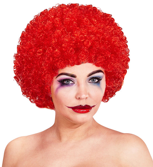 Leuchtend rote Afro-Perücke aus Kunsthaar für Karneval und Halloween.