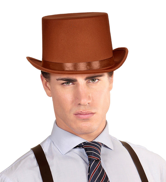 Widmann Vintage Brauner Zylinderhut Mit Satinband – Regenschutz - Fasnacht24.ch
